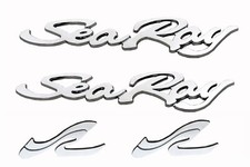 4PCS SEA RAY SEARAY SR SCRIPT CHROME EMBLEM BADGE BOAT LOGO 12-3/4