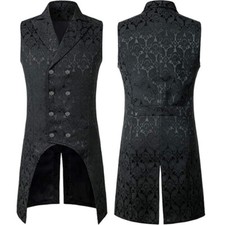 Mens Victorian Suit Vest Steampunk Gothic Medieval Waistcoat Slim Fit Victorian