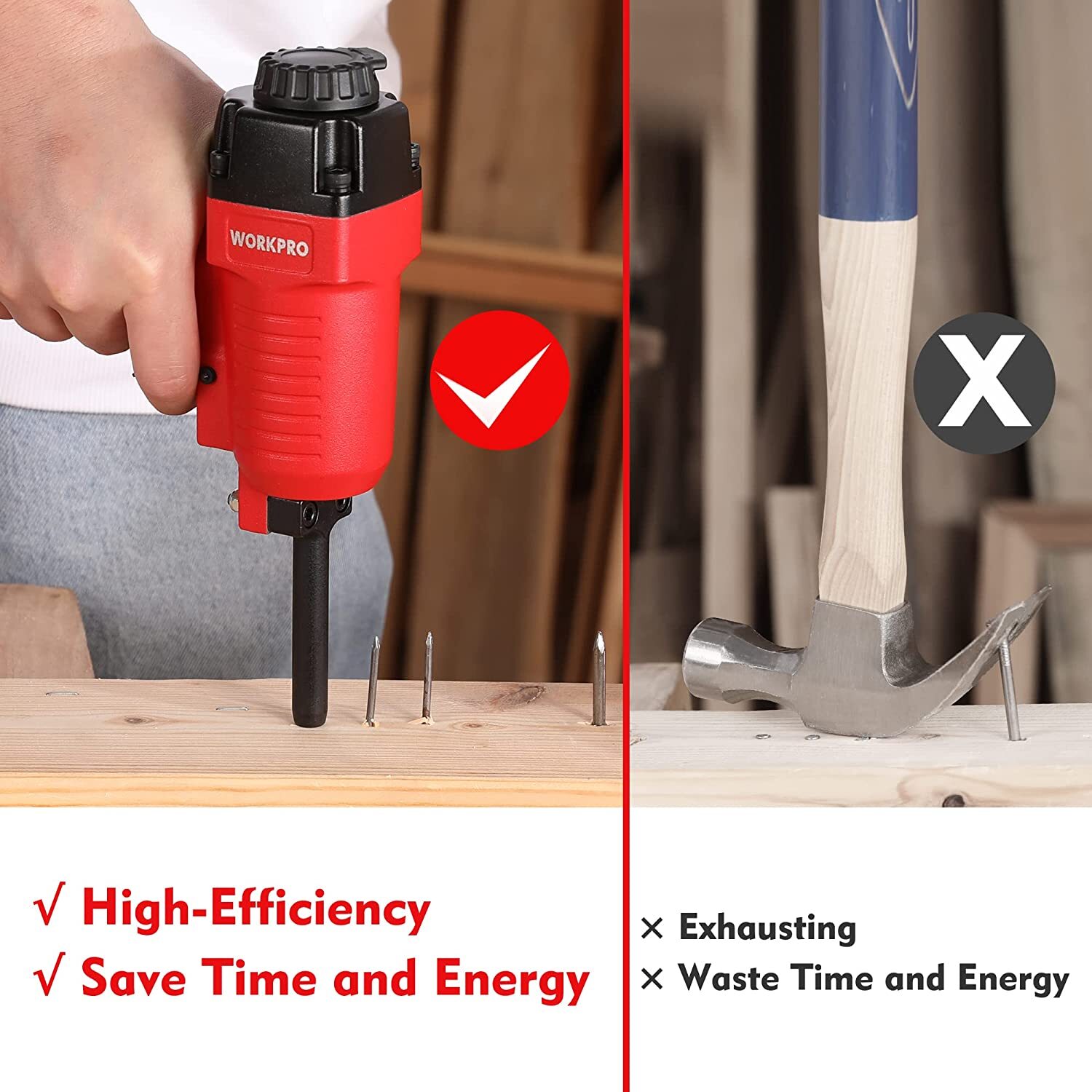 WORKPRO Pneumatic Nail Remover Punch Nailer Remover 60100PSI for 916