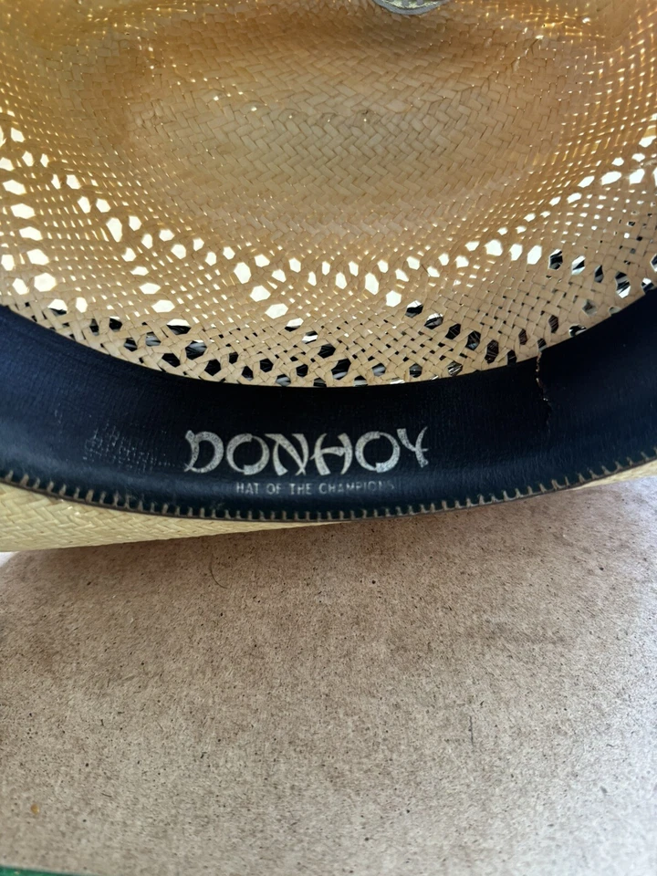 VTG DonHoy Straw Cowboy Hat Paul Bond’s Nogales AZ Braided Horsehair Band 6 3/4 - Imagem 4 de 4
