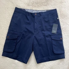 NWT Lincs DC&Co Mens 36 Shorts Navy Blue Cargo Pockets 100% Cotton 9.5" Inseam
