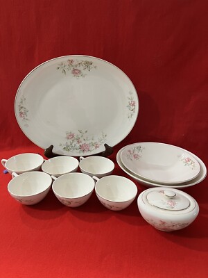 11pc Edwin Knowles Romance Roses Set, Made In USA, A1922