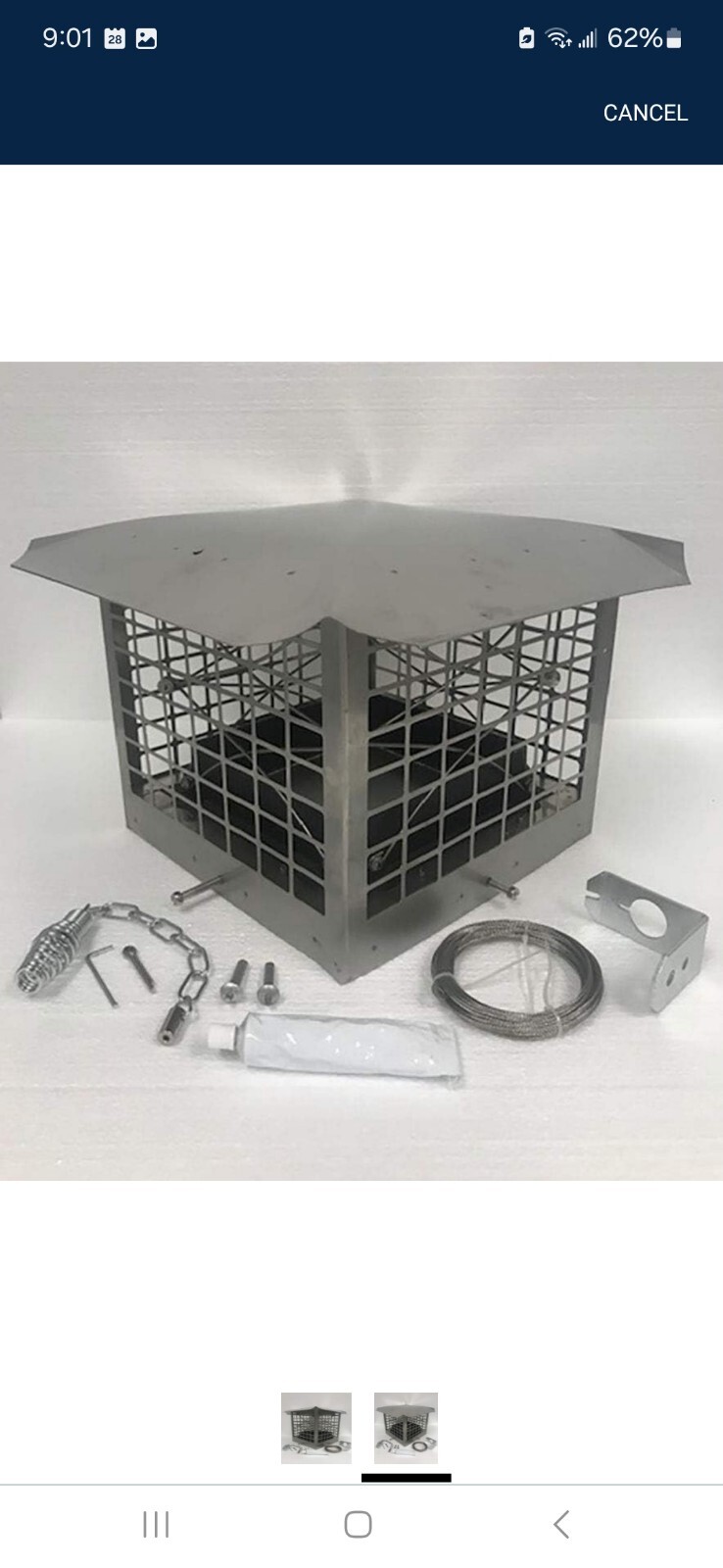 Stainless Steel lock top tight Damper cap top Chimney Combo w/hardware 9x9