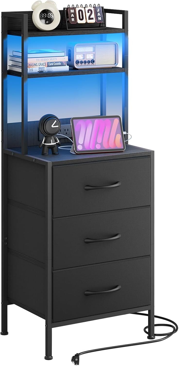 LED Nightstand with USB Charging Station & Power Outlet-image