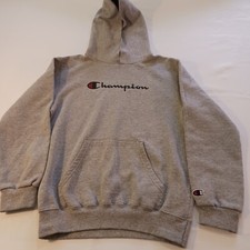 Champion Eco Authentic Youth Medium Gray Sweatshirt Hoodie Kangaroo Pocket - YM