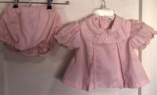 Vintage Pink Tiny Tots Originals Baby Top Bottoms Embroidered Outfit