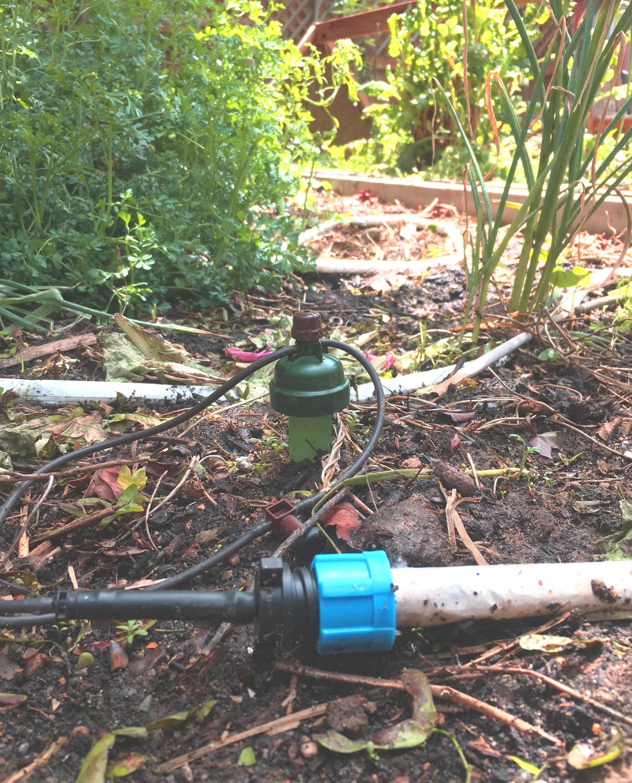 Irrigation Soaker Hose Adapter w/ Watering Drip Sensor to 1/2" PVC/Poly