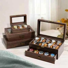 Retro Wooden Watch Box Organizer 2/3/6/10/12/20-Bit Bracelet Storage Gift Case