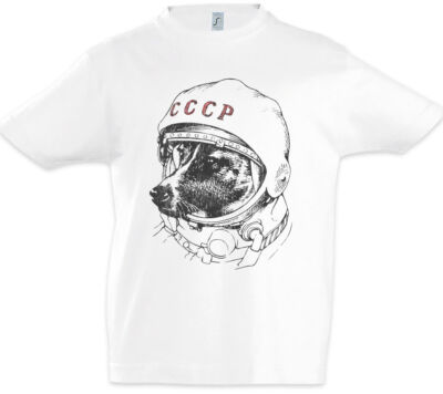 Space Dog Laika Kinder Jungen T-Shirt Soviet Union Astronaut Weltraum Hund