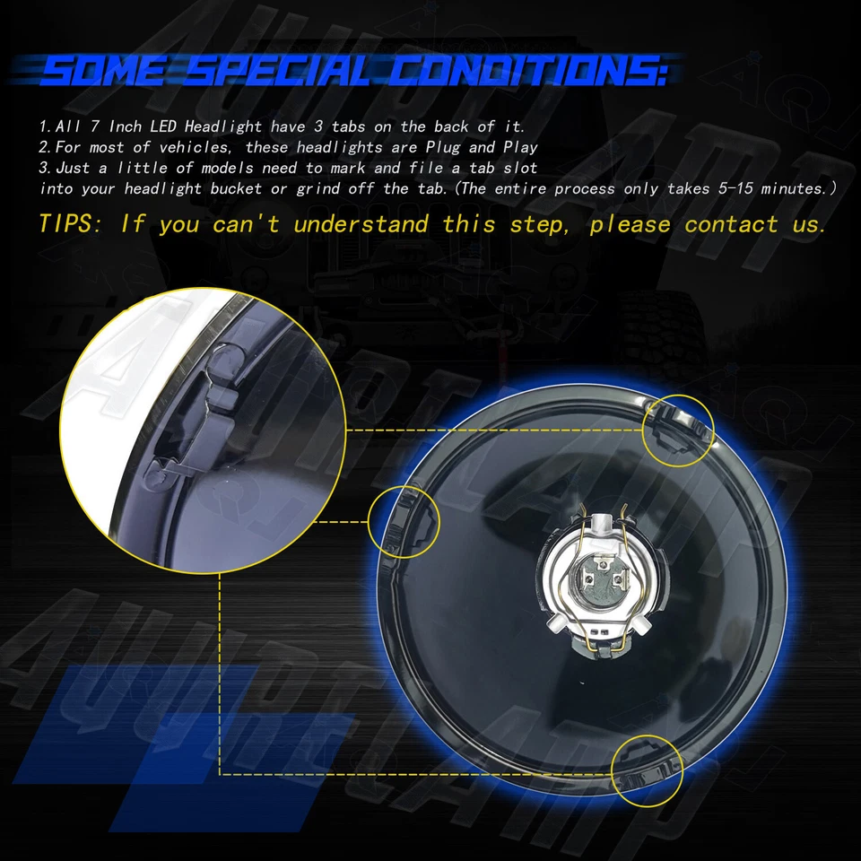 Fit Ford Galaxie 500 1962-1974 4pcs 5.75" 5-3/4'' Round LED Headlights Kit Foto 2 de 4