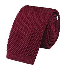 Knit Ties for Men Vintage Business Smart Casual 2" Skinny One Size Wine Red