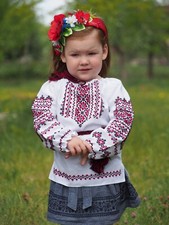 Ukrainian handmade embroidered shirt for girl, folk blouse, sorochka, vyshyvanka