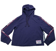 U.S. Polo Assn Womens Hoodie Sweatshirt Sz XS Blue Long Sleeve NWT $47