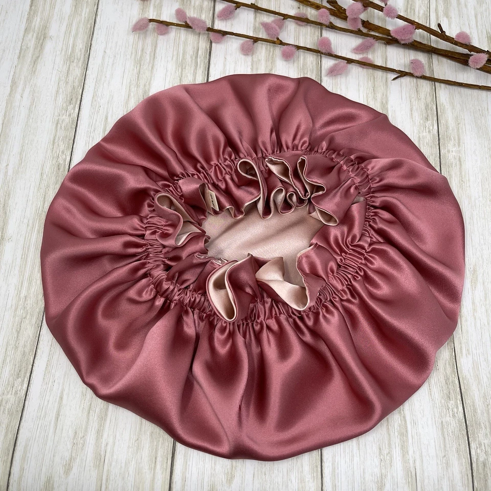 Gorro de dormir reversible 100% seda pura oro rosa doble capa Foto 4 de 4