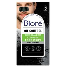 Bioré Men's Pore Strips for Blackhead Removal Deep Cleansing Nose Strips 6 Count