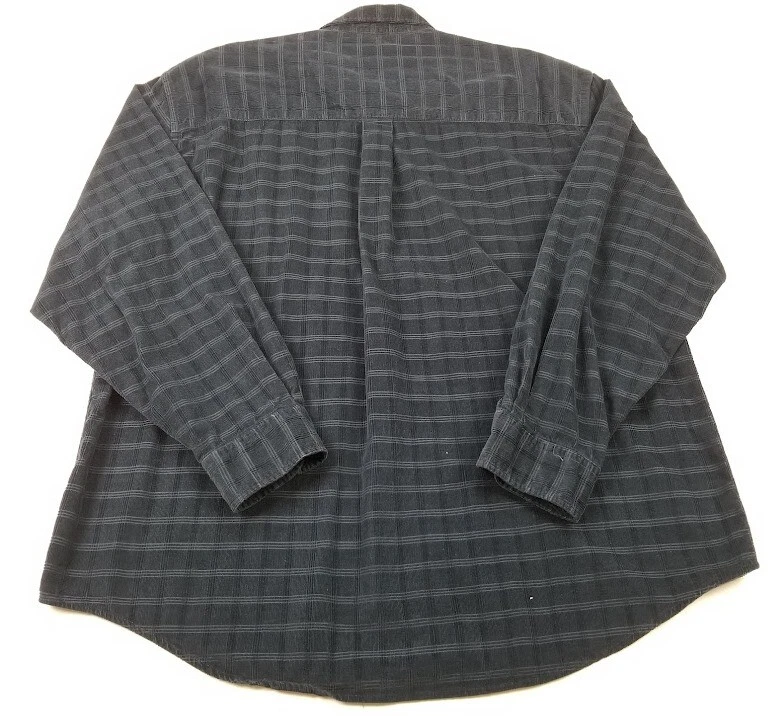 Рубашка Haggar на пуговицах мужская очень большая темно-синяя ребристая с длинными рукавами вельветовая - Изображение 3 из 4