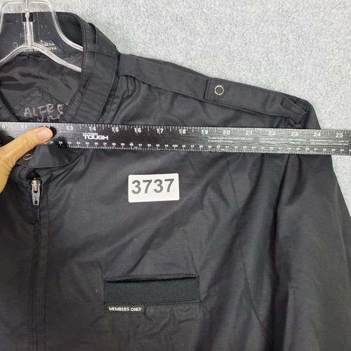Vtg Members Only Jacket XXL Long Black Bomber Full Zip Long Sleeve Poly Cotton - Picture 5 of 18