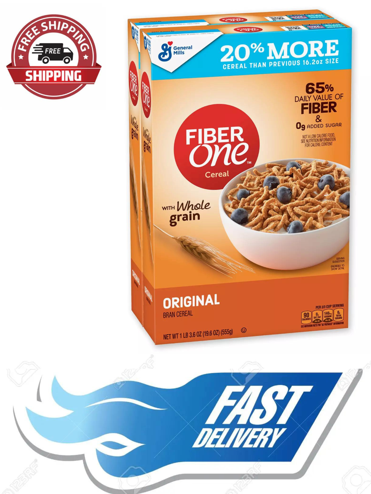Fiber One Cereal, Original Bran {32.4 oz, 2 pk.} 696464318685 eBay