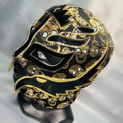 King Mysterio Phantom Skulls Punk Semi Professional Grade Lucha Libre Mask Gold