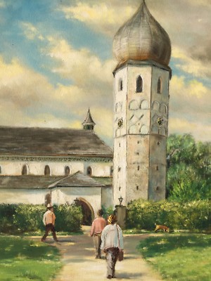 Gemälde Kirchgang - Kirche signiert Peter Jobst Lindau