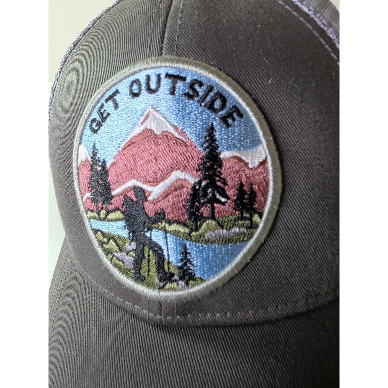 GET OUTSIDE Patch Trucker Hat Mesh Back Snapback … - image 2