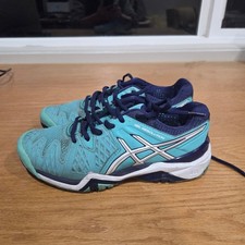 ASICS GEL-Resolution 6 Tennis Shoes Womens Size 6 Turquoise Blue E550Y Sneakers