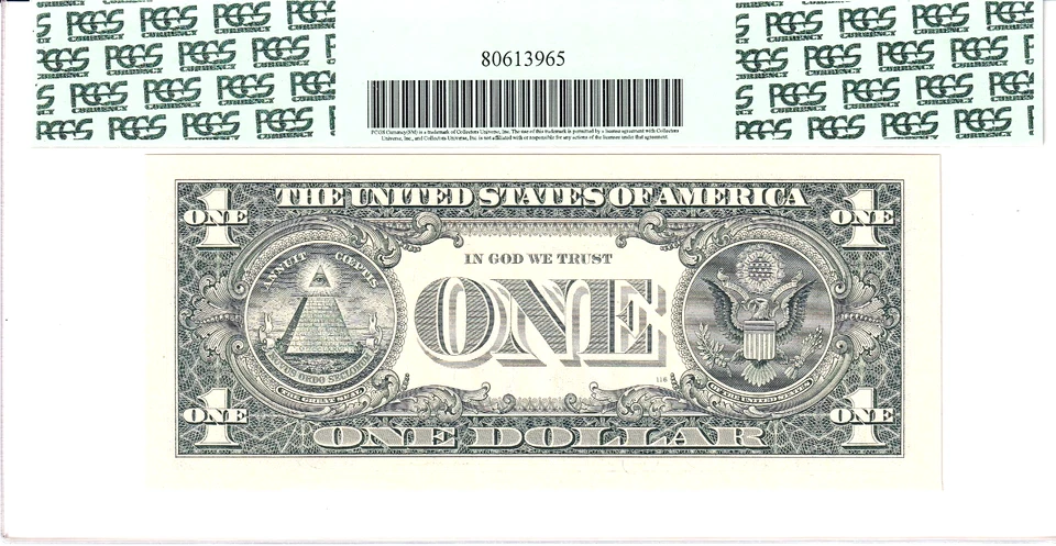 2003A $1 FRN PCGS Very Choice New 64PPQ Fancy TRUE 0/1 BINARY Serial #E01101101B - Image 2 of 2