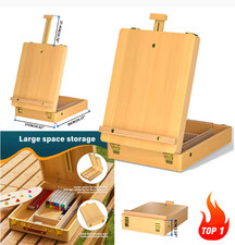 Wooden Tabletop Easel Portable Folding Artist Painting Box Adjustable Drawers
