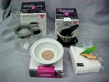 Hario V60 Pour Over Starter Set w Dripper Glass Server Scoop Range Server Filter