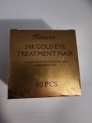 Fivewan 24K Gold Eye Treatment Mask 60pc Collagen Hyaluronic Acid Anti-aging