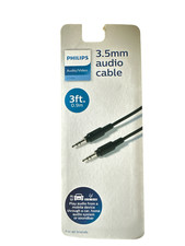 Philips 3.5mm Audio Cable Male to Male 3ft Portable - Black