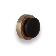 EVI Solid Brass Wall Door Stop 0.94x0.55 Inch Black Rubber Protector Stop