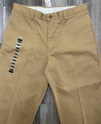 L.L. Bean Double L Pants NWT Mens 36x32 Khaki Chinos Wrinkle Free Classic Fit