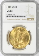 1915-S $20 Saint Gaudens Gold Double Eagle NGC MS62