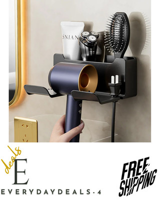 Hair Dryer Holder Wall Mounted Straightener Dryer Hair Stand Bathroom Organizer