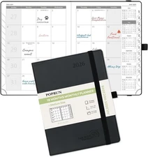 POPRUN Monthly PlannerJul. 2025-Dec.2026 (Medium- 6.5'' x 8.5'' Soft Cover)
