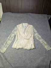 Vintage Bloomingdales Size 8 Cream White Beaded Lace Blazer Bridal
