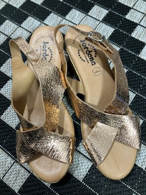 Jordana Kupfer-Gold Leder Sandalen 39 Neu Wedge/Plateau España! Bequem!