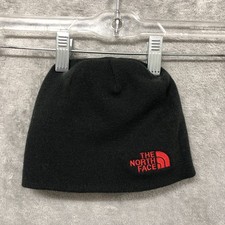 The North Face Hat Beanie Youth Junior Medium Reversible Red Black Big Logo