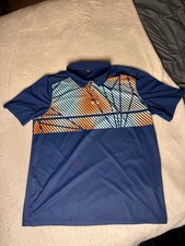Oakley Golf Shirt Navy Blue Orange Accents Center O Regular XL