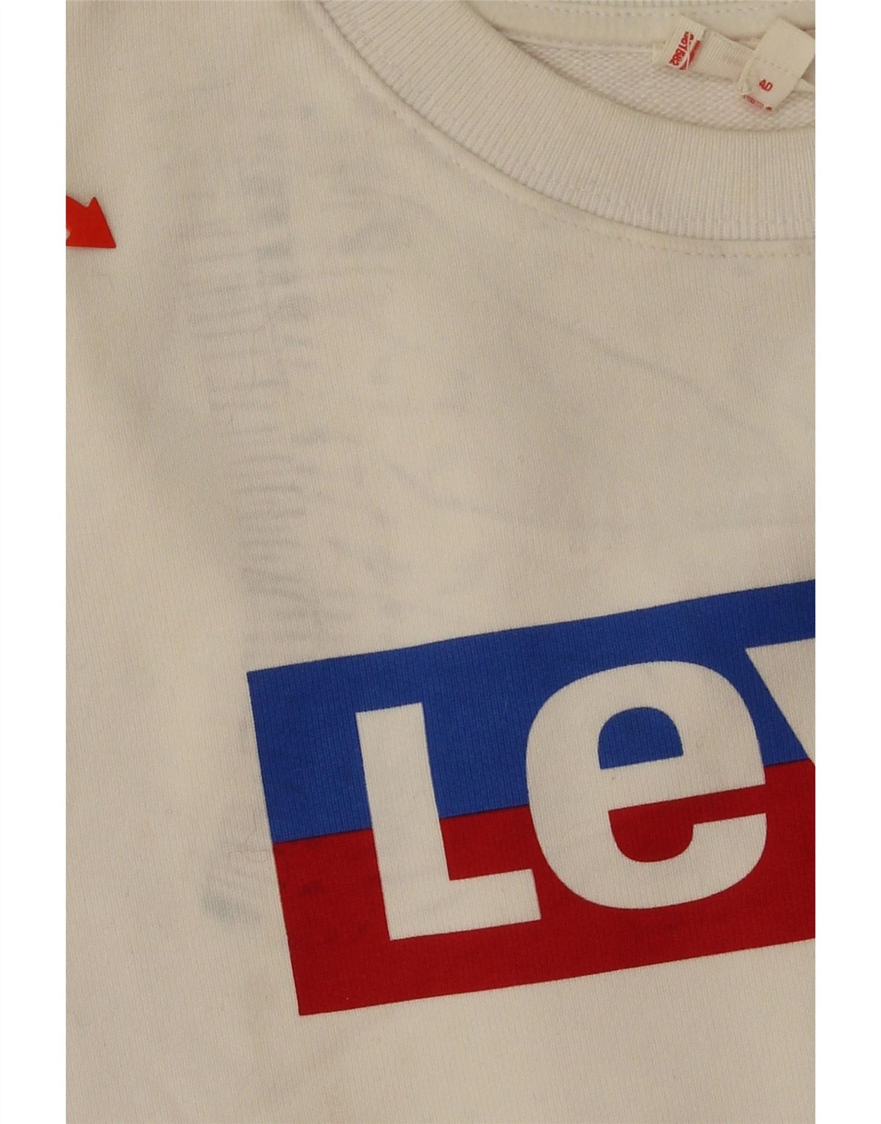LEVI'S Womens Oversized Crop Graphic Sweatshirt Jumper UK 14 Medium White DM65 image 3