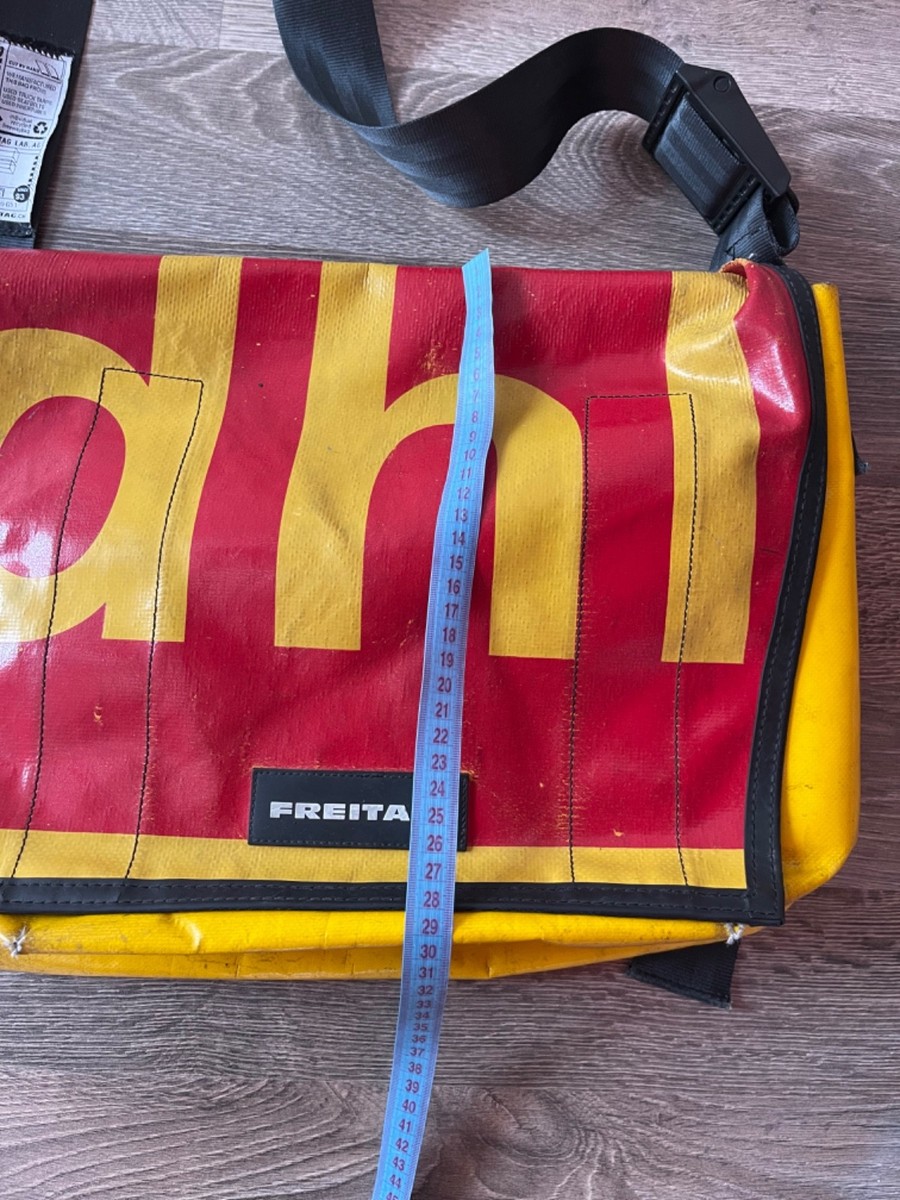 Freitag F12 DRAGNET Messenger Bag Yellow Red Recycled Truck Tarp
