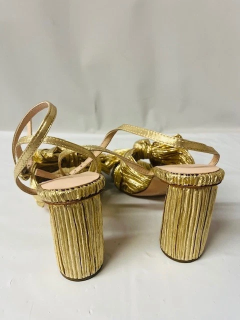Loeffler Randall Camelia Dorado Plisado Arco Tacón, 3.5 pulgadas, Talla 6-NUEVO/SIN CAJA Foto 2 de 3