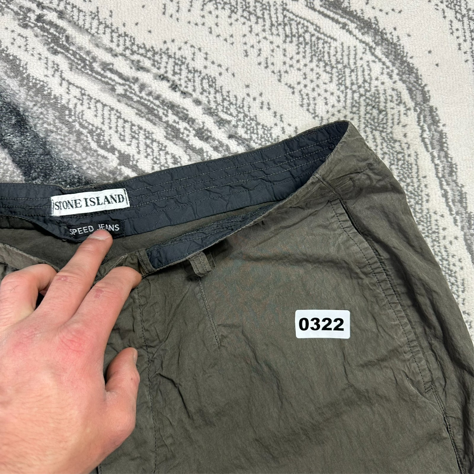VTG Stone Island S/S 2000 Speed Jeans Olive Sz 52 / W34 Cargo Technical Trousers image 4