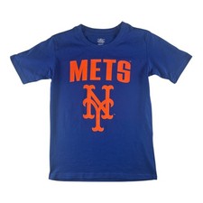 MLB New York Mets Boys Short Sleeve Graphic Print T-Shirt in Blue, Large 12/14