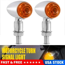 2PCS Bullet Chrome Amber Lens Turn Signal Blinker Indicator Light For Honda USA