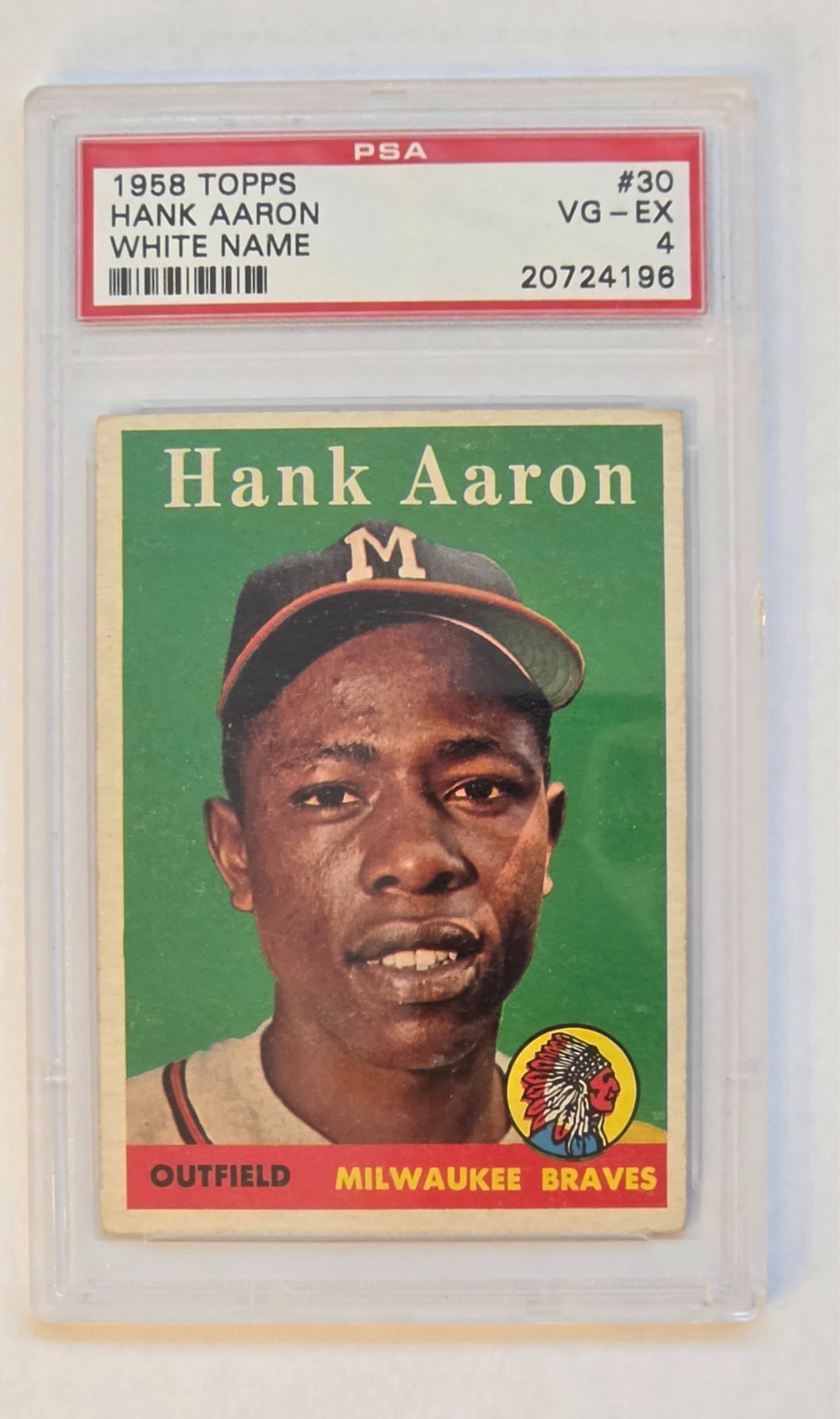 1958 Topps - #30 Hank Aaron (White) - PSA 4 Great Centering