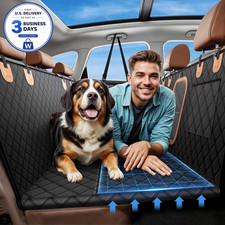 Black Dog Car Seat Cover Rear Bench Waterproof Pet Protector