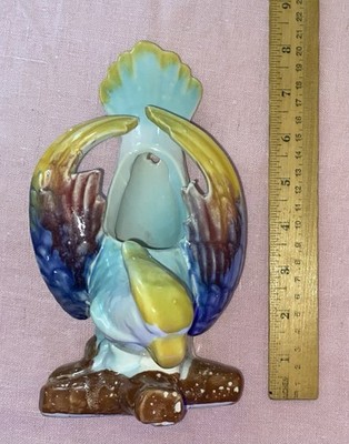 Vintage Ceramic Morton Pottery Tropical Parrot/Cockatoo Wall Pocket Planter 8''
