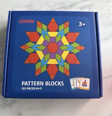 GEMEM Pattern Blocks 155 Pieces Educational Multicolor Shapes Toy Ages 3+